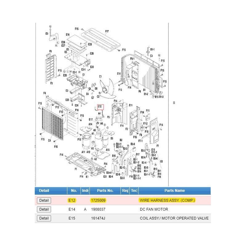 DAIKIN 1725009 WIRE HARNESS ASSY. (COMP.)