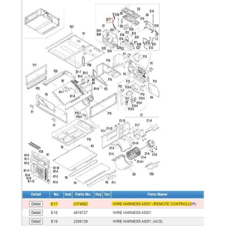 DAIKIN 2374682  WIRE HARNESS ASSY. (REMOTE CONTROLLER)