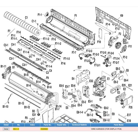 DAIKIN 2530593 WIRE HARNESS (FOR DISPLAY PCB)