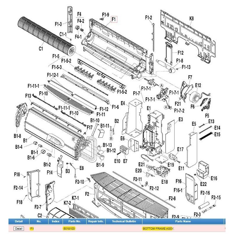 DAIKIN 5018103 BOTTOM FRAME ASSY.