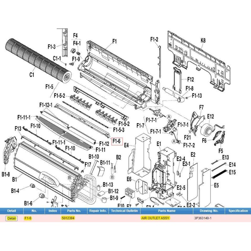 DAIKIN 5012394 AIR OUTLET ASSY.