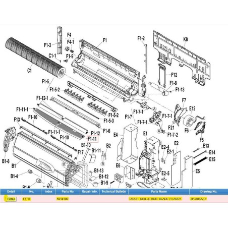 DAIKIN 5014100 DISCH. GRILLE HOR. BLADE