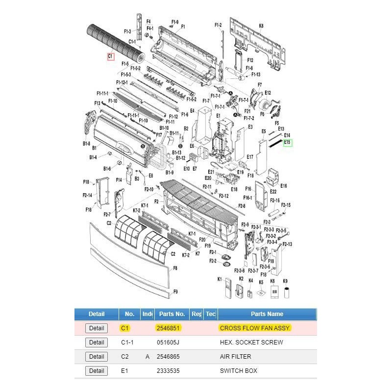 DAIKIN 2546851 CROSS FLOW FAN ASSY.