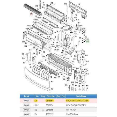 DAIKIN 2546851 CROSS FLOW FAN ASSY.