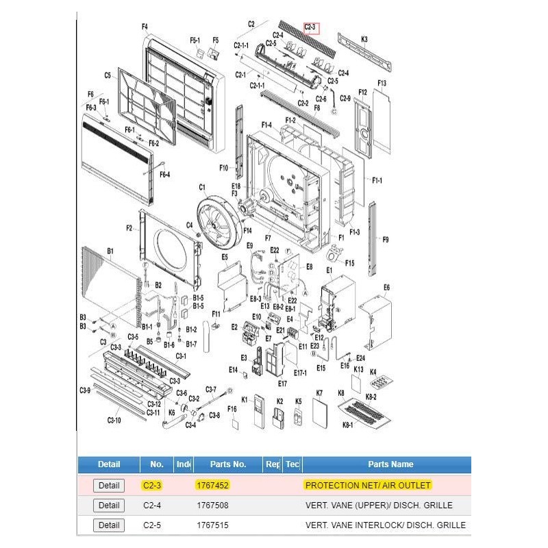DAIKIN 1767452 PROTECTION NET/ AIR OUTLET