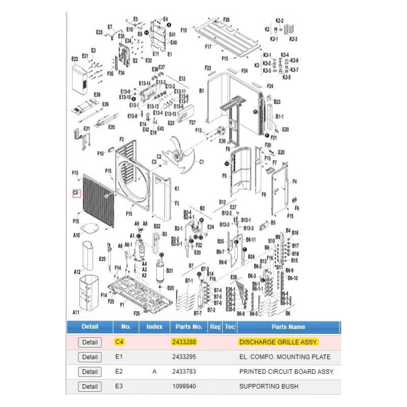 DAIKIN 2433288 DISCHARGE GRILLE ASSY.