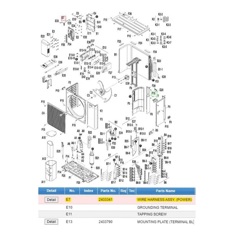 DAIKIN 2433341 WIRE HARNESS ASSY. (POWER)WIRE HARNESS ASSY. (POWER)
